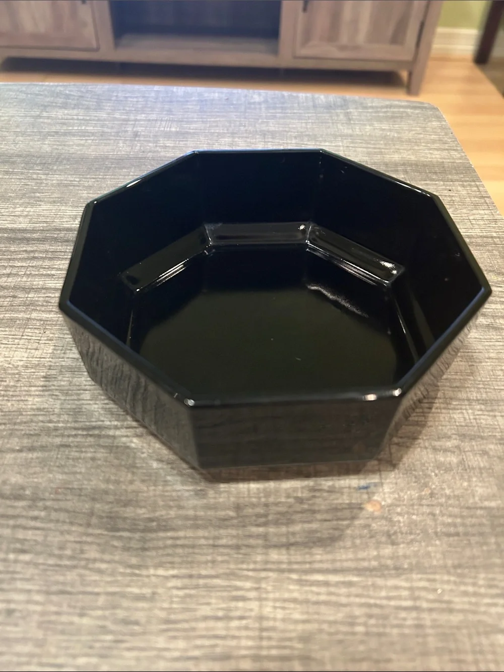 Octagonal Black Ceramic Serving Bowl - Brand Not Visible